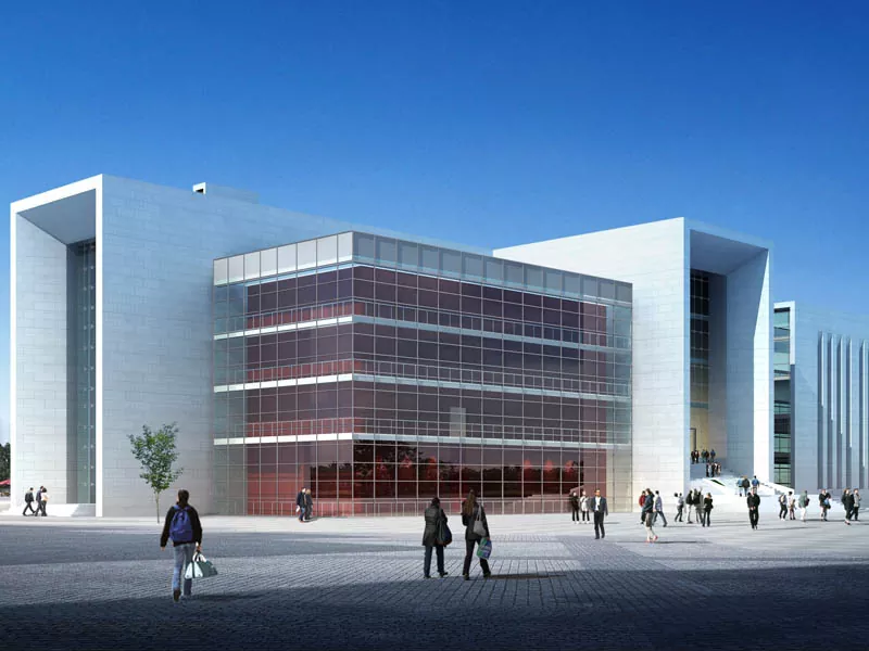 Blok Kantor Modern nganggo Struktur Baja